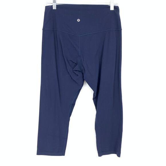Lululemon Wunder Train High Rise Crop Pants Womens Sz 12 23" Inseam Navy Blue - Picture 2 of 6